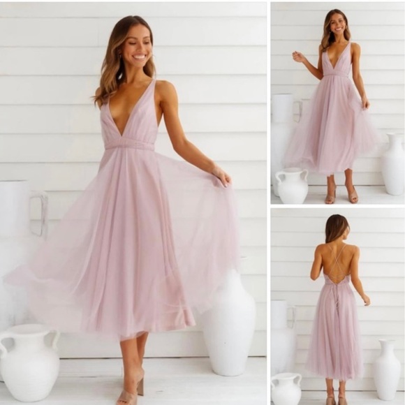 Hello Molly Dresses & Skirts - Hello Molly Blush Pink Tulle Midi Dress